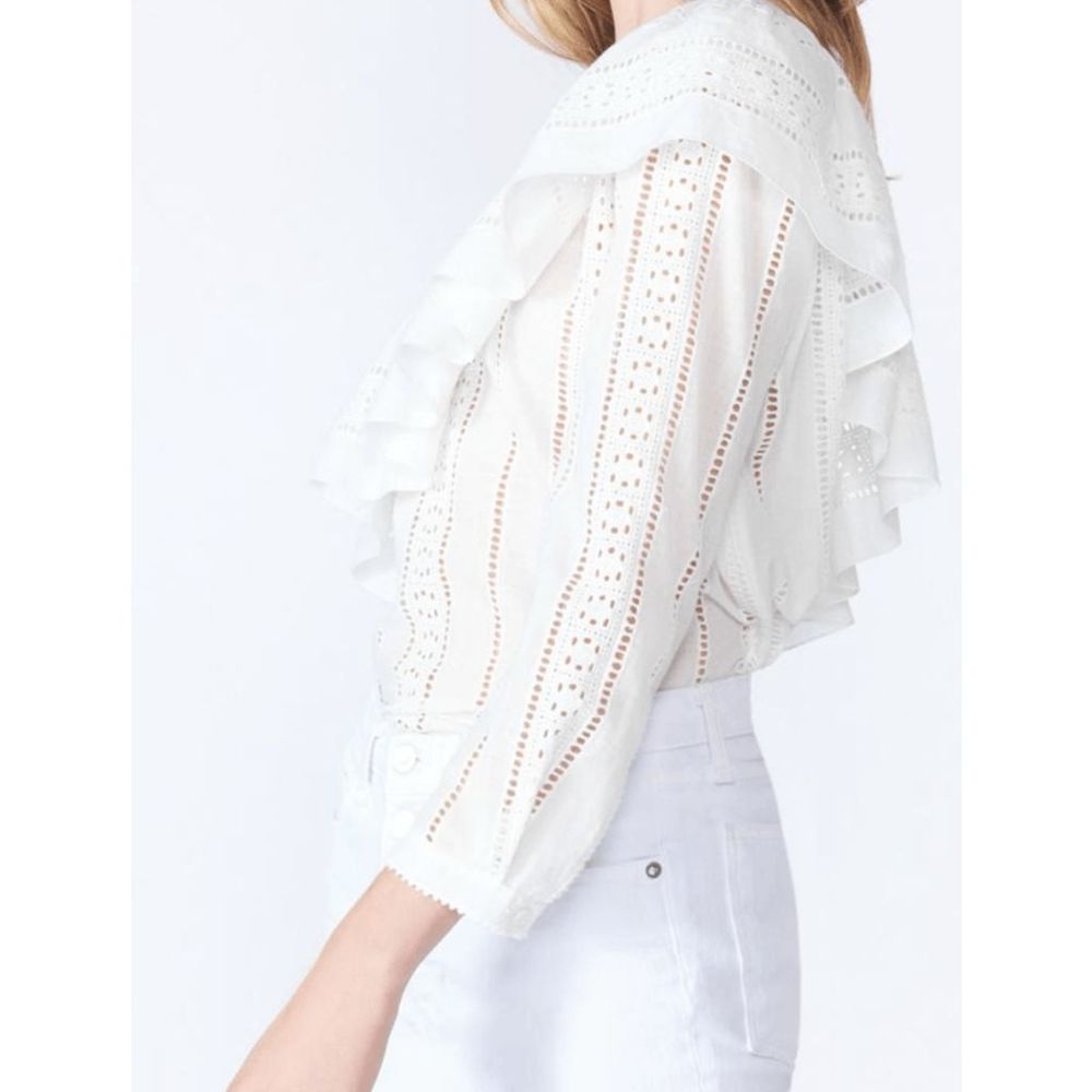 VERONICA BEARD Cruz Cotton Eyelet One Shoulder Top - Picture 4 of 4